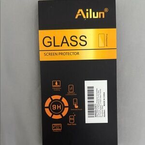 Ailun Glass Screen Protector with Black and Orange Design for iPhone 14 -13 pro
